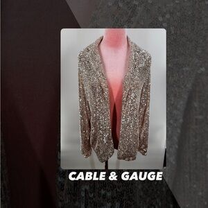 EUC Cable & Gauge Sequin Open Front Blazer